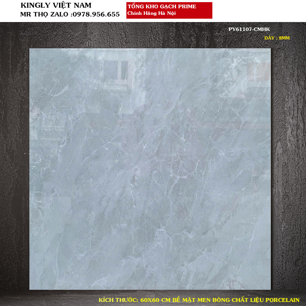 Gạch lát nền Prime 60x60 màu ghi vân đá PY61107 Loại A1